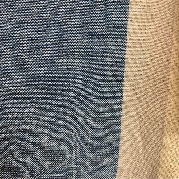 Lauren Conrad Blue Beige Striped Fringe Shawl Blanket Scarf NWOT - Picture 12 of 13